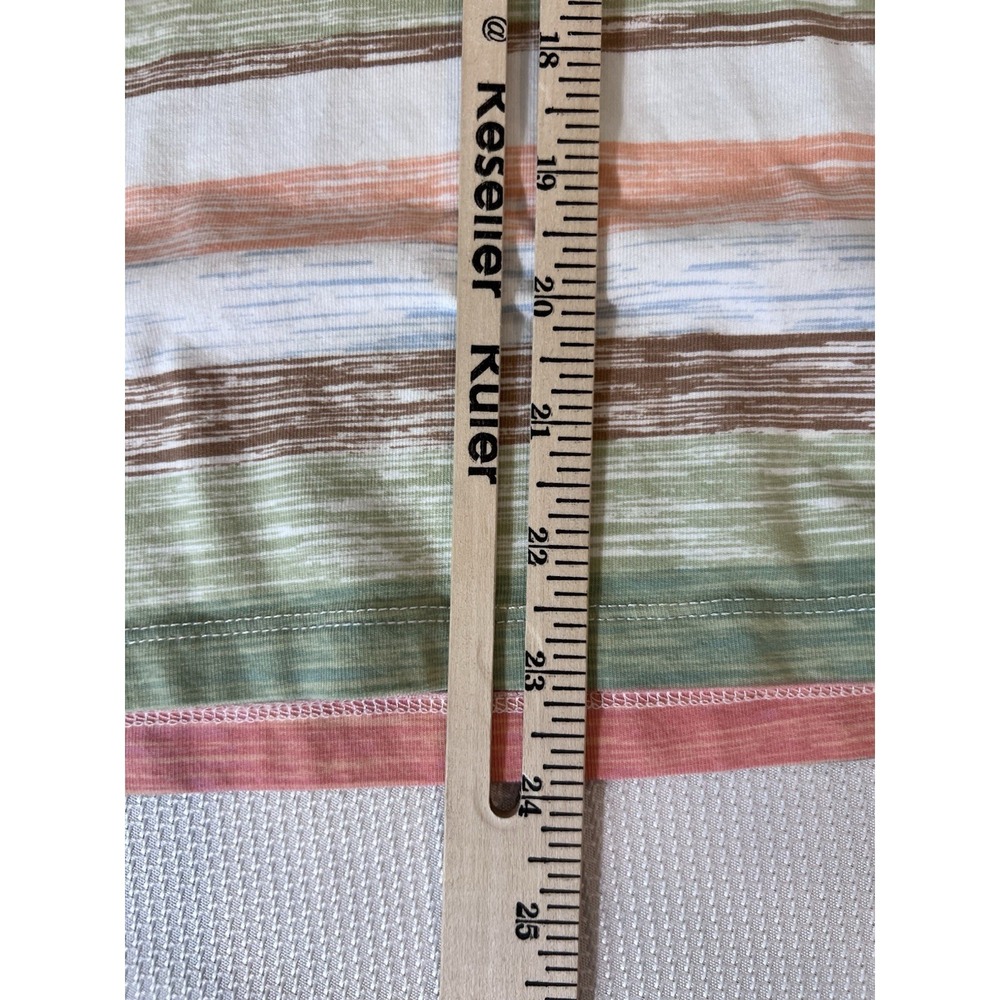 Chico's Striped V-Neck Tee Top (L) Coastal Beachy Cotton Stretch Casual Resort - Picture 8 of 9